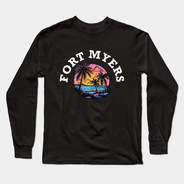 Fort Myers Florida (with White Lettering) Long Sleeve T-Shirt by VelvetRoom